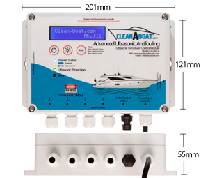 CleanABoat Ultrasonic Antifouling Protection Module Front View